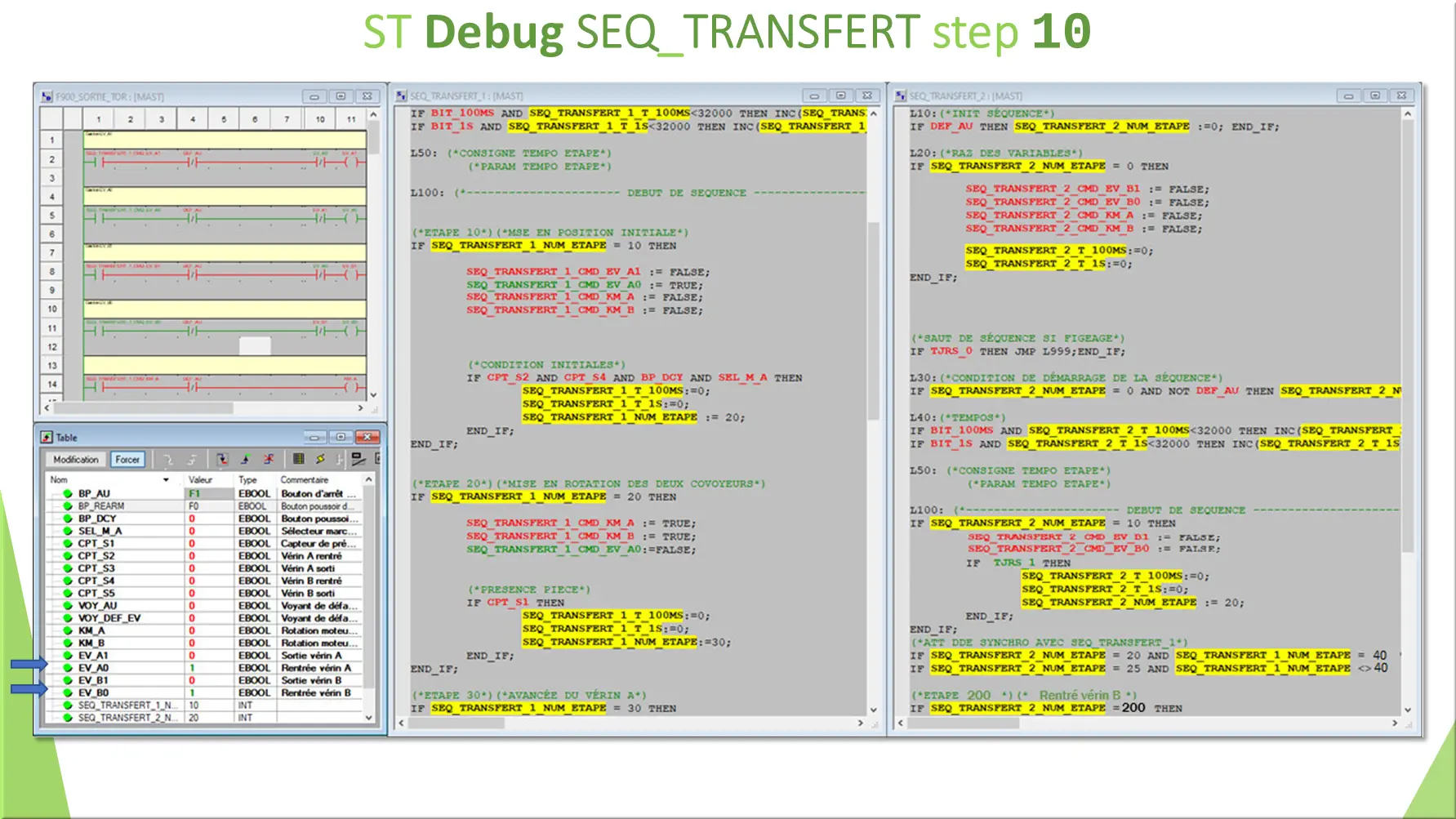 ST Debug SEQ_TRANSFERT step 10